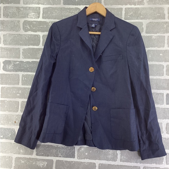 Chaps Jackets & Blazers - Chaps Navy 100% Linen Button Front Blazer Size 6